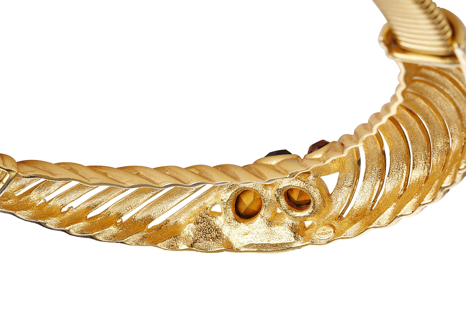 Vintage Givenchy Gold Textured Necklace with Crystals | Latest Revival