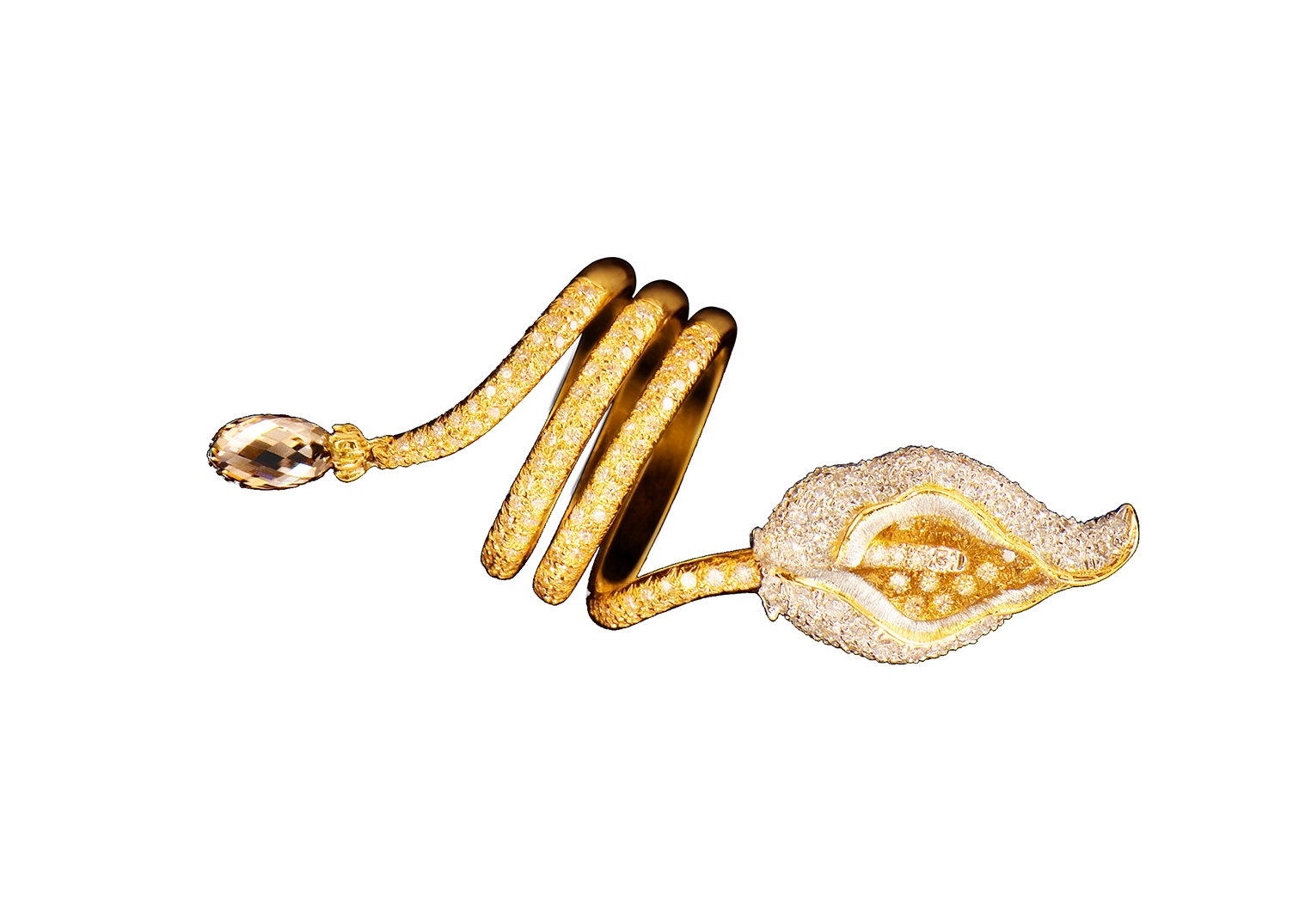 Bao Bao Wan 18K Yellow Gold and Diamond Lily Ring | Latest Revival