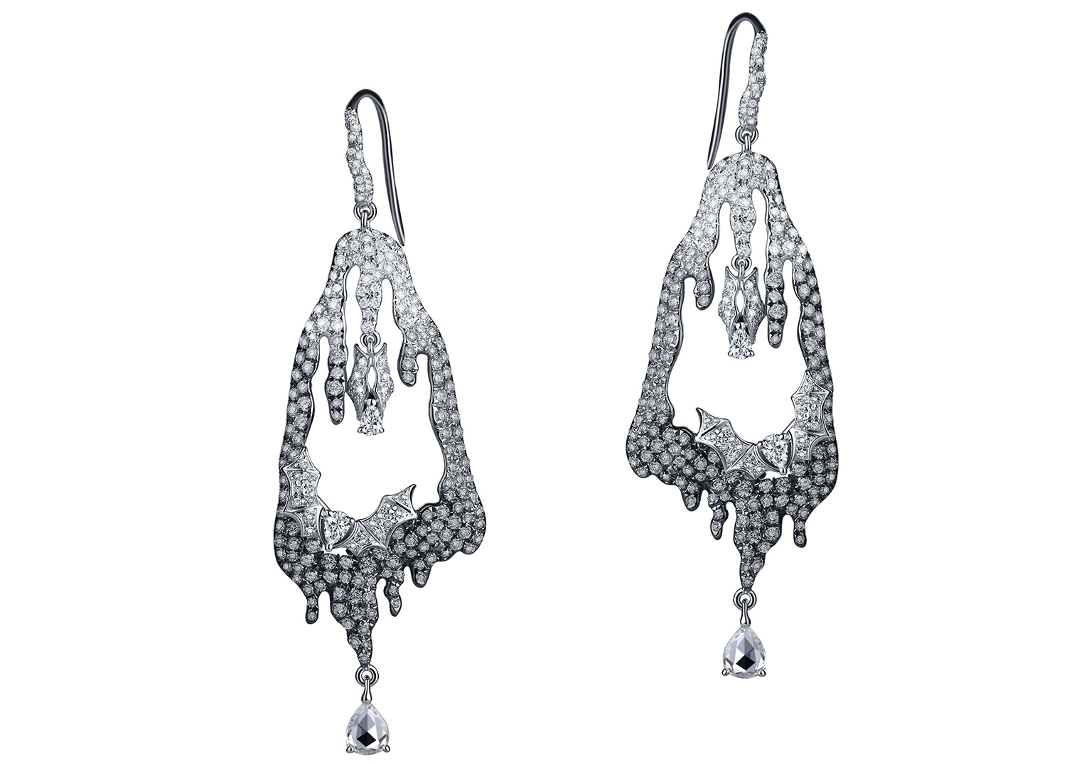 Bao Bao Wan 18K White Gold Small Bat Earrings with Diamonds and ...