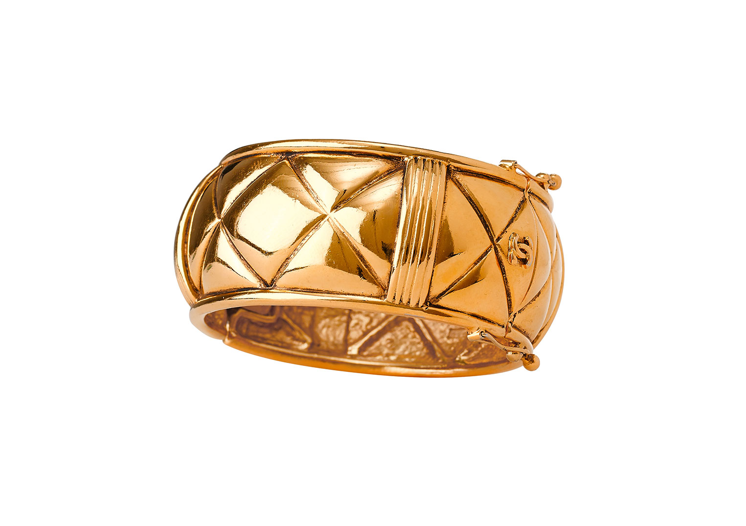 Vintage Chanel Gold Quilted Cuff with CC Logo | Latest Revival