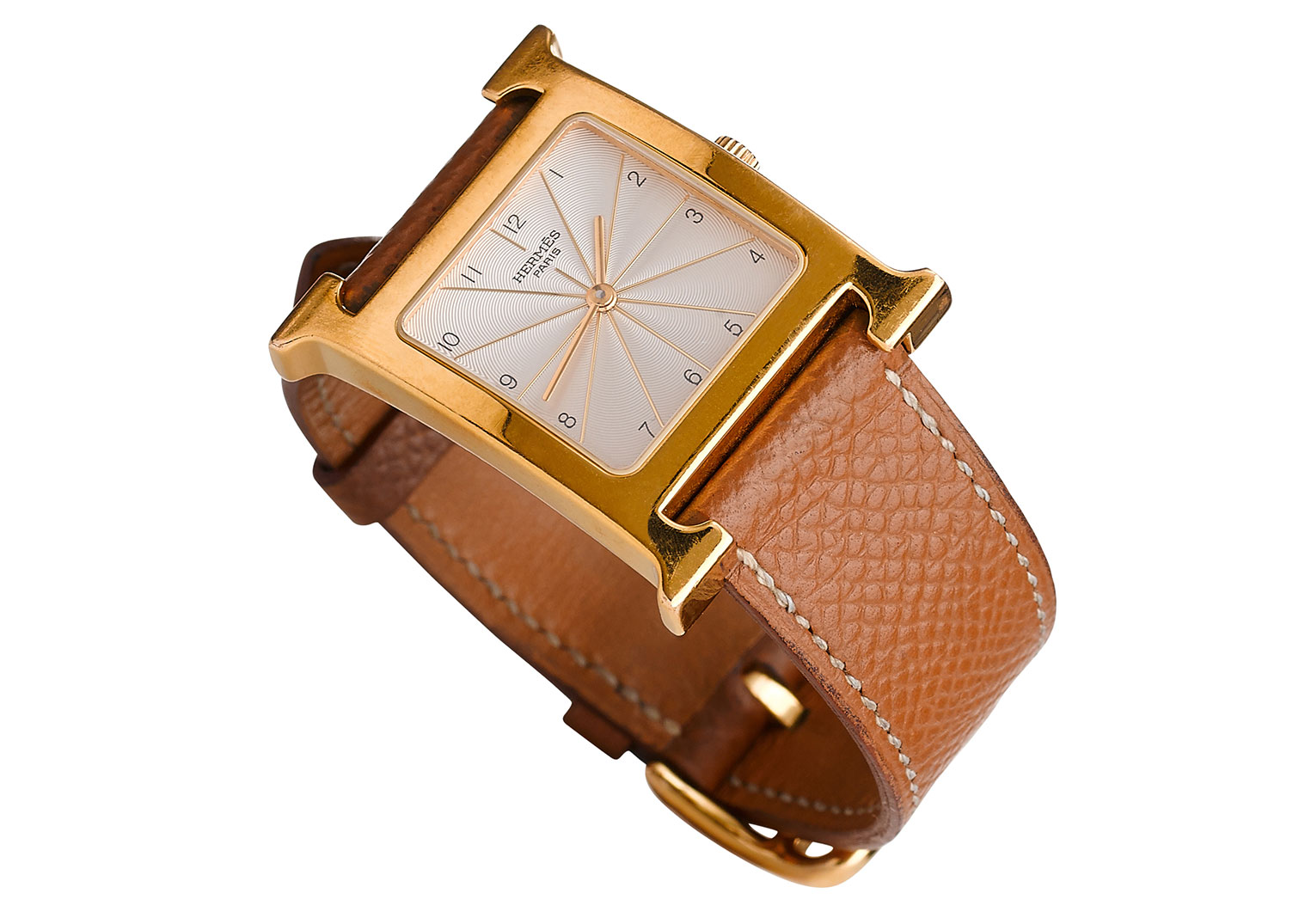 Vintage Hermes Brown Epsom Leather Heure H Watch | Latest Revival