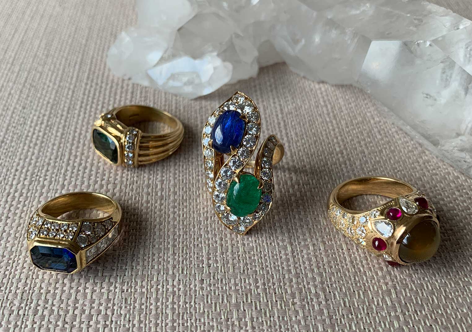 Bvlgari 18K Cabochon Emerald, Sapphire and White Diamond Ring | Latest ...