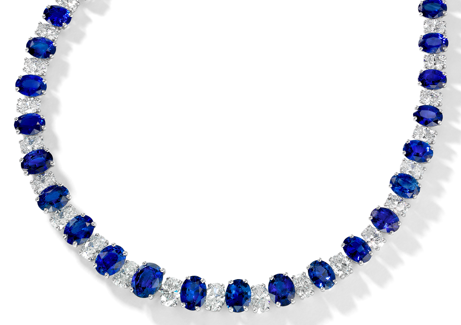 Oscar Heyman Platinum Ceylon Sapphire and Diamond Necklace | Latest Revival